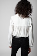 Tilan Satin Shirt - Women's white blouse.