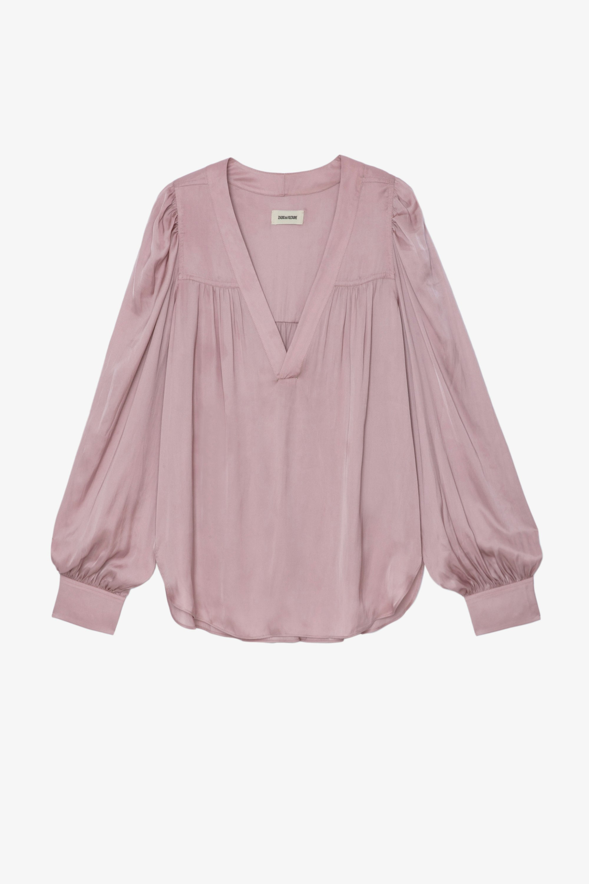 Telia Blouse Satin Women’s pink satin long-sleeved blouse