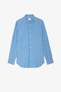 Camicia Taski - Camicia in cotone blu a righe e ricami “Amour Toujour” sui polsini, donna