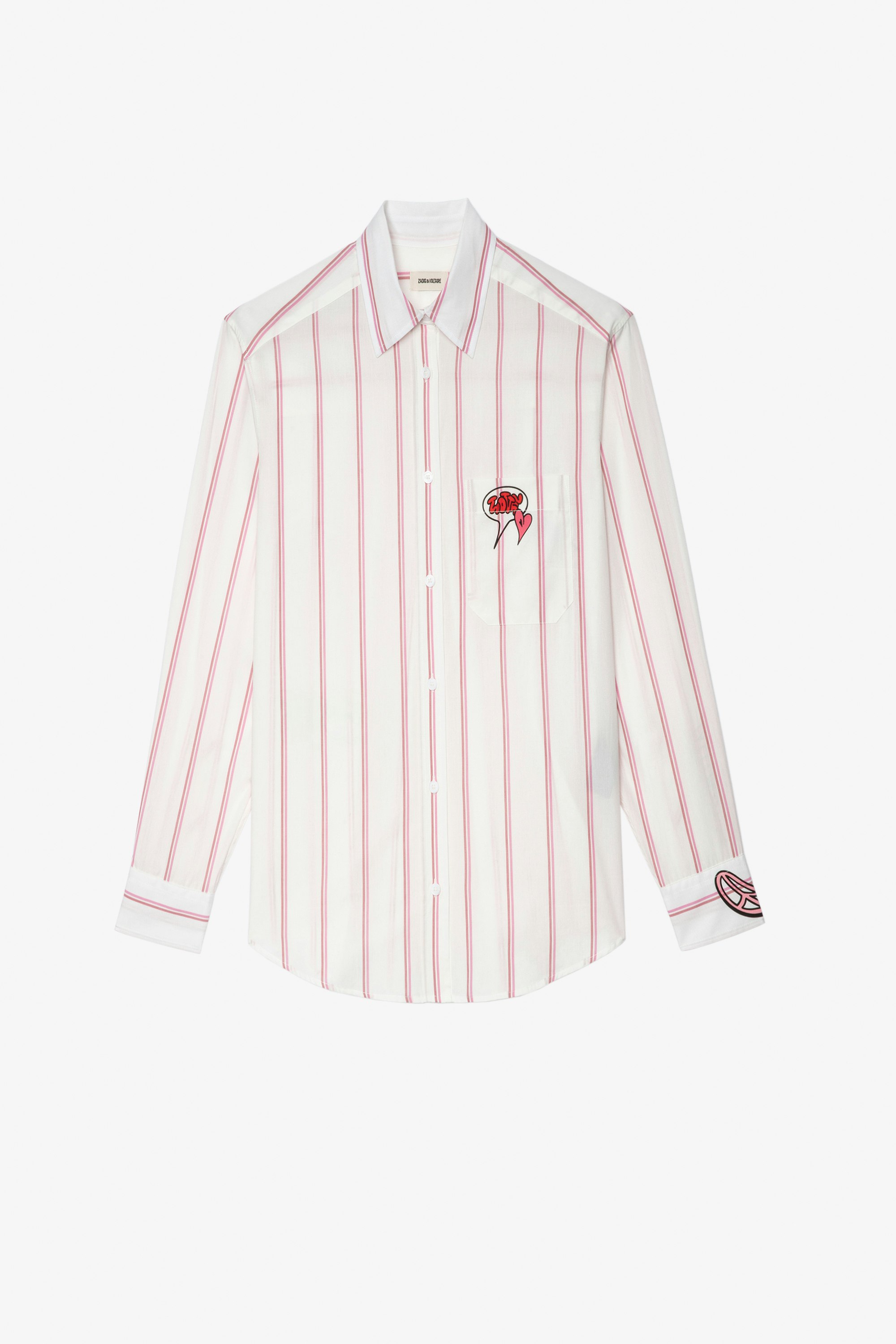 Tais Shirt Women's off-white and pink cotton shirt with patterns