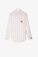 Camicia Tais - Camicia in cotone ecru e rosa con motivi - Donna
