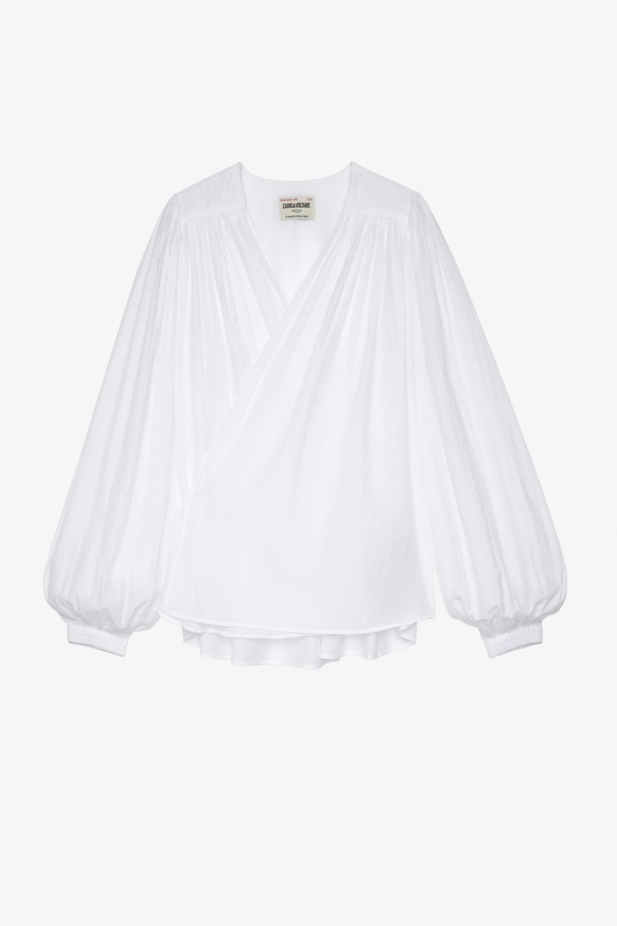 Tenew Shirt Women's off-white knotted wrapover shirt