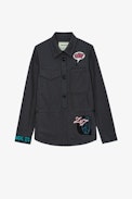 Camicia Tackl ricamata - Camicia in cotone grigio decorata con motivi ricamati, donna