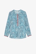 Camicetta Teck - Camicetta blu con stampa Paisley - Donna