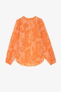 Camicetta Tigy - Camicetta in seta arancione con stampa Paisley - Donna