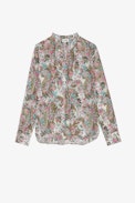 Tunica Tink - Blusa viola intenso con stampa floreale e maniche lunghe - Donna