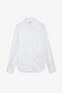 Camicia Thebe - Camicia da donna in cotone bianco decorata con ali ricamate.