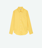 Camicia Taskiz - Camicia gialla da donna in cotone con ricamo "Peace" sulla manica sinistra.