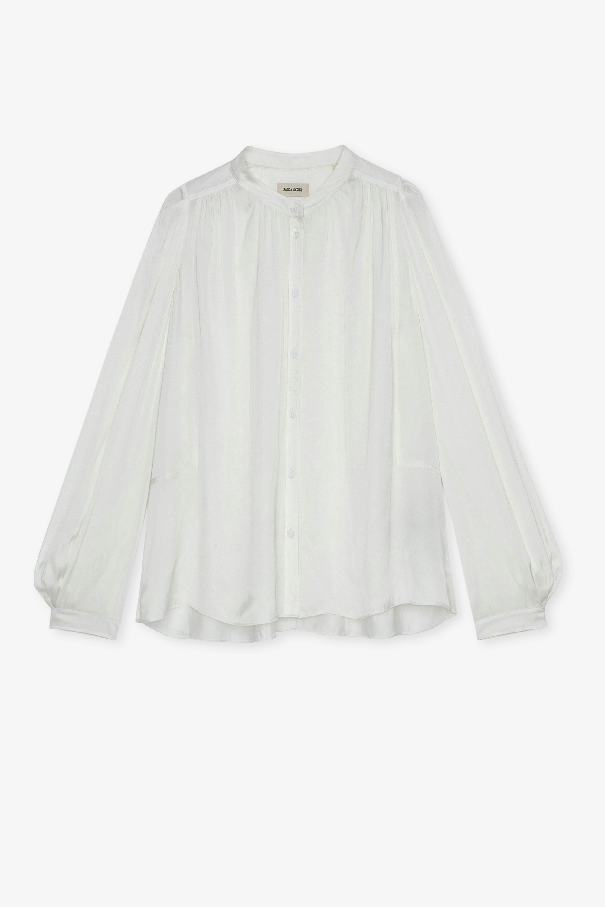 Tchin Satin Blouse - Women's white Japanese satin blouse.