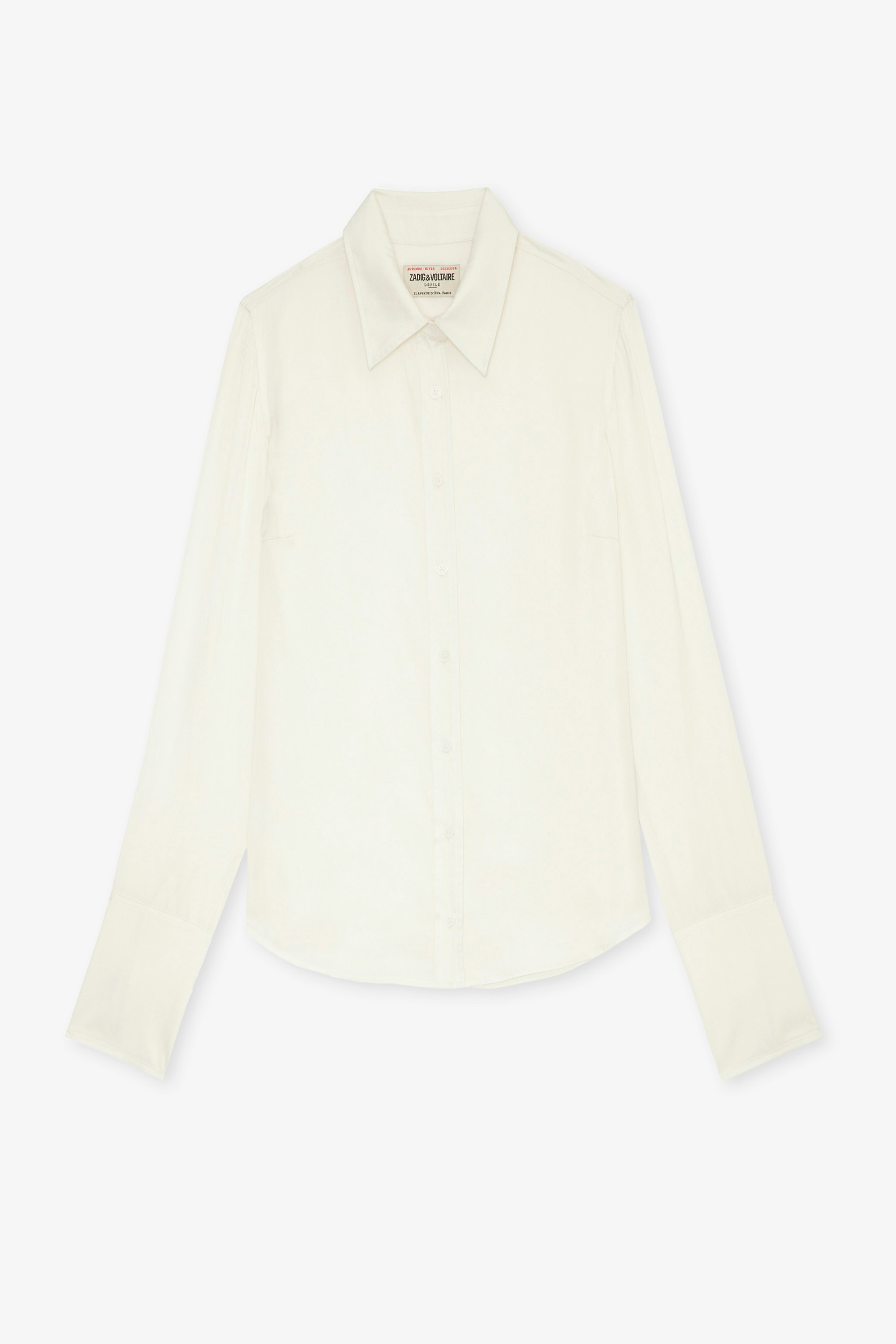 Tasko Satin Shirt - Women's white satin button-down shirt.