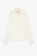 Tasko Satin Shirt - Women's white satin button-down shirt.