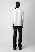 Tasko Satin Shirt - Women's white satin button-down shirt.
