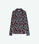 Camicia Tchin Thunder Soie - Camicia da donna in seta nera con stampa floreale.