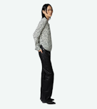 Tink Blouse - Women’s ecru floral-print blouse with open collar.