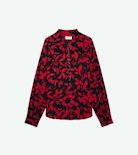 Blusa Twina - Blusa nera con stampa floreale da donna.