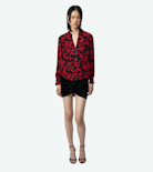 Twina Blouse - Women’s black floral-print blouse.