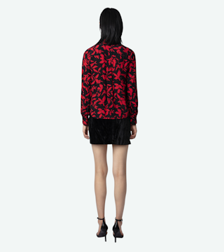 Blouse Twina - Blouse noire à imprimé fleuri.