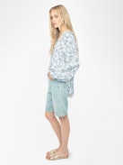 Blusa Tamela  - Tunica in viscosa stampata con maniche lunghe a palloncino e scollo con lacci.