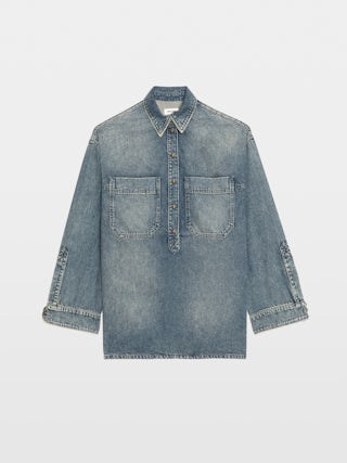 Shirt Timona Denim - Oversized denim shirt with patch chest pockets.