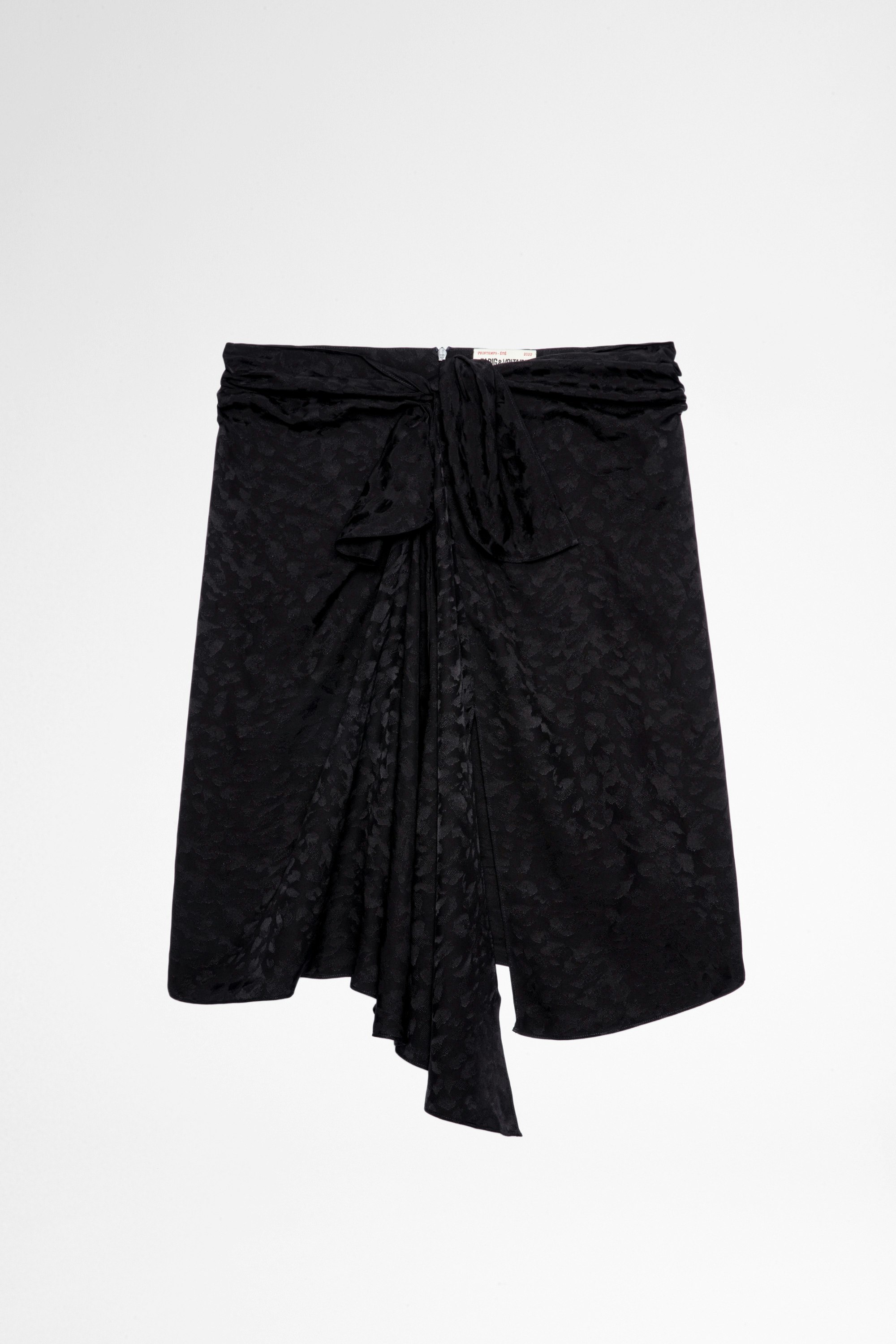 Jana シルクスカート Women's black draped and knotted silk skirt