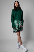 Jaelle Skirt Silk - Women's green skirt with chain print