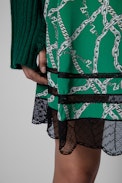 Jaelle Skirt Silk - Women's green skirt with chain print