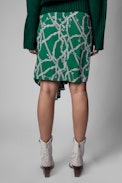 Jana Skirt Silk - Women's draped and knotted green silk skirt