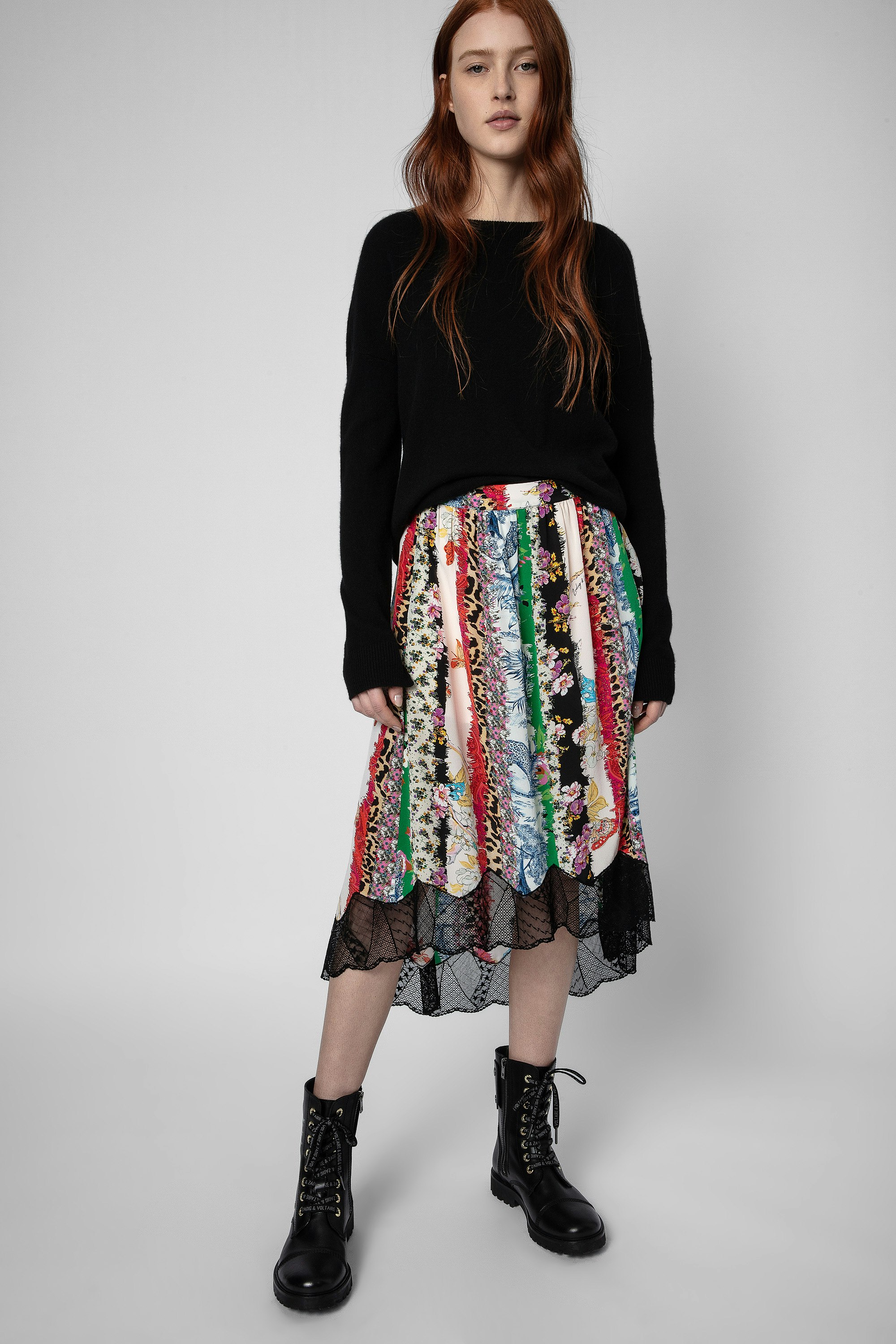 Mixed Print Joslin Skirt skirt black women | Zadig&Voltaire