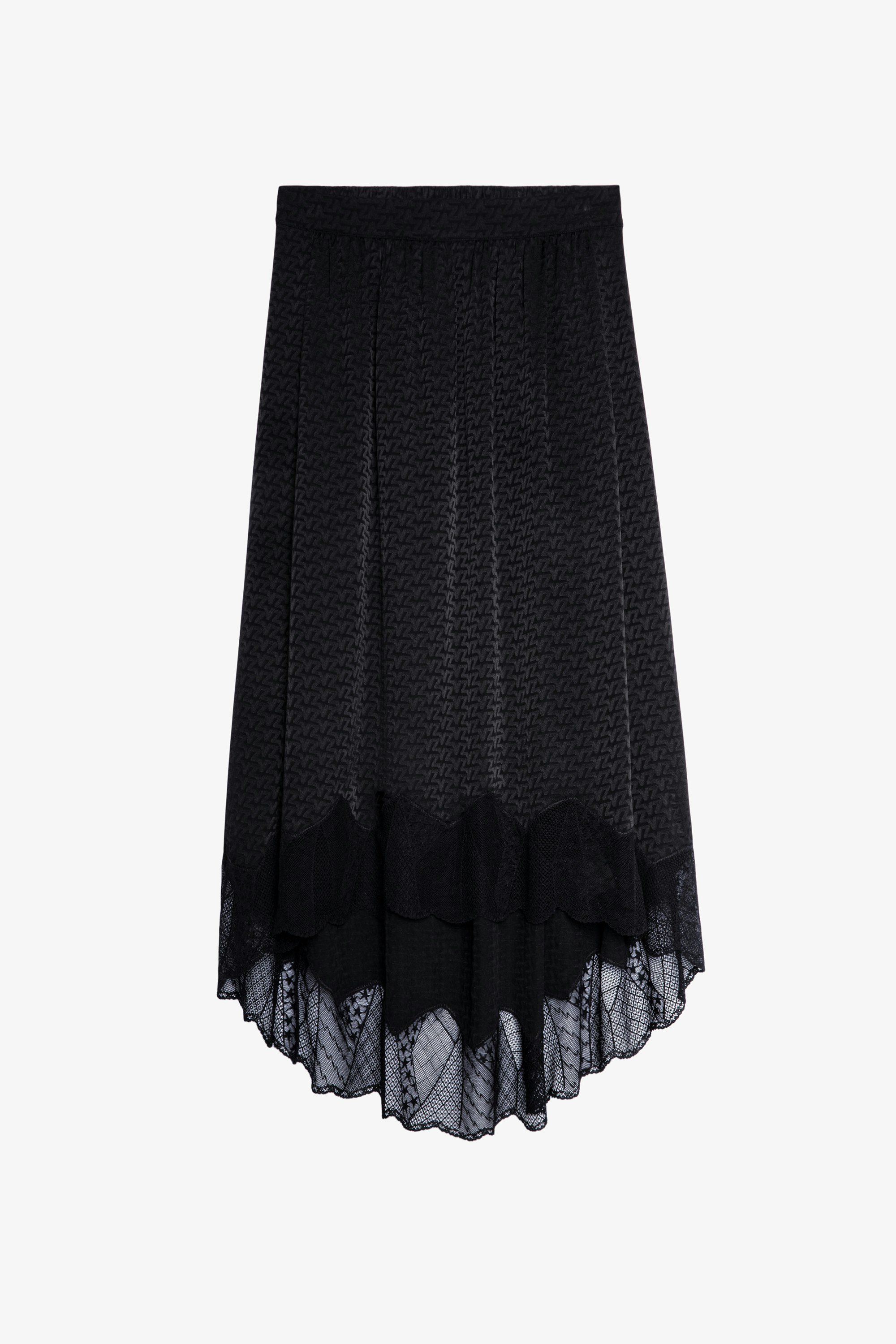 Joslin Jacquard Skirt ZV 3D - Women’s black silk jacquard skirt.