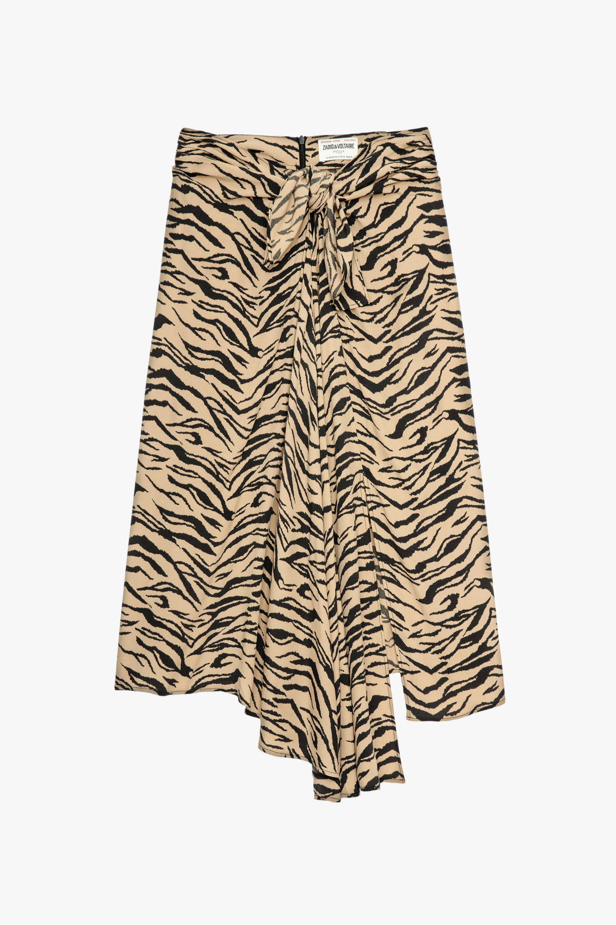 Falda con estampado de tigre Janais Falda de mujer Naturel con estampado de tigre de largo medio