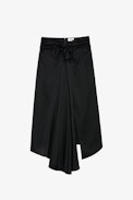 Gonna Janais Jac ZV In Seta - Gonna drappeggiata da annodare in jacquard nero ZV donna