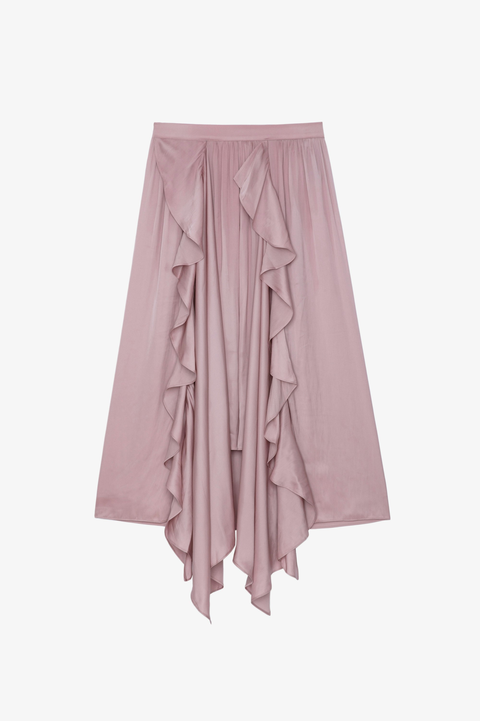 Jeb Skirt Women’s long pink asymmetric skirt with ruffles