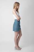 Julipe Denim Skirt - Women's short curved-hem denim skirt.
