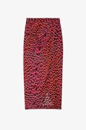 Jamelia Leopard Silk Skirt - Women’s long draped leopard-print pink silk skirt.