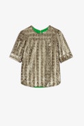 Toysse Sequin Blouse - Women’s all-over gold sequin blouse