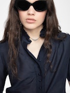 Topher Tomboy Women's Ruched Top - Cotton top with short sleeves and button fastening.