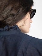 Topher Tomboy Women's Ruched Top - Cotton top with short sleeves and button fastening.