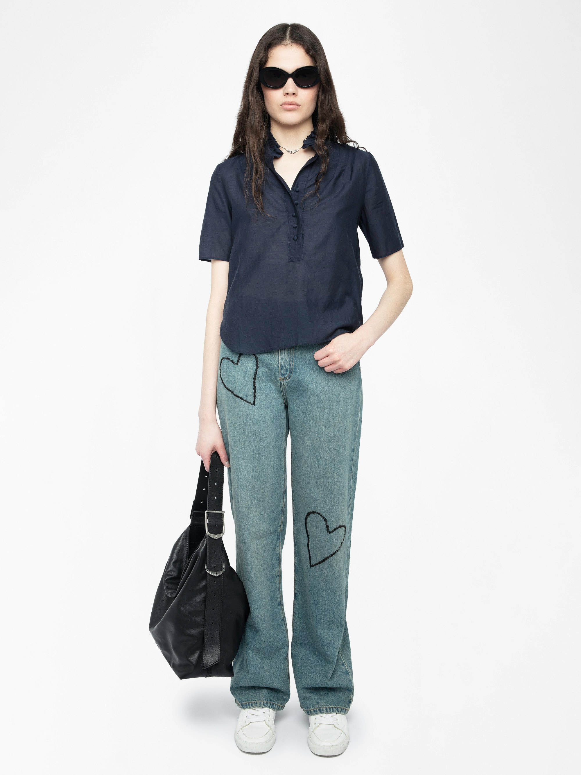 Topher Tomboy Top - Cotton top with short sleeves and button fastening.