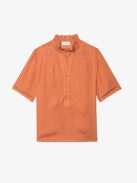 Topher Satin Top - ZV jacquard satin top with short sleeves and button fastening.