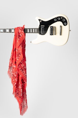 Maddie Bandana 120 Scarf - Red cotton scarf with bandana print.