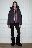 Kory Nylon Down Jacket - Women’s black nylon down jacket with hood and contrasting signature ZV band