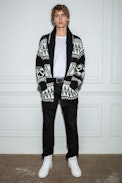Erra Skull Cardigan - Men’s black wool cardigan with motifs and skull on the back