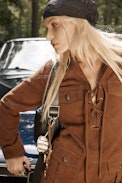 Remacha Suede Leather Dress - Short dress in suede, long sleeves, multi pockets and lace-up neckline.